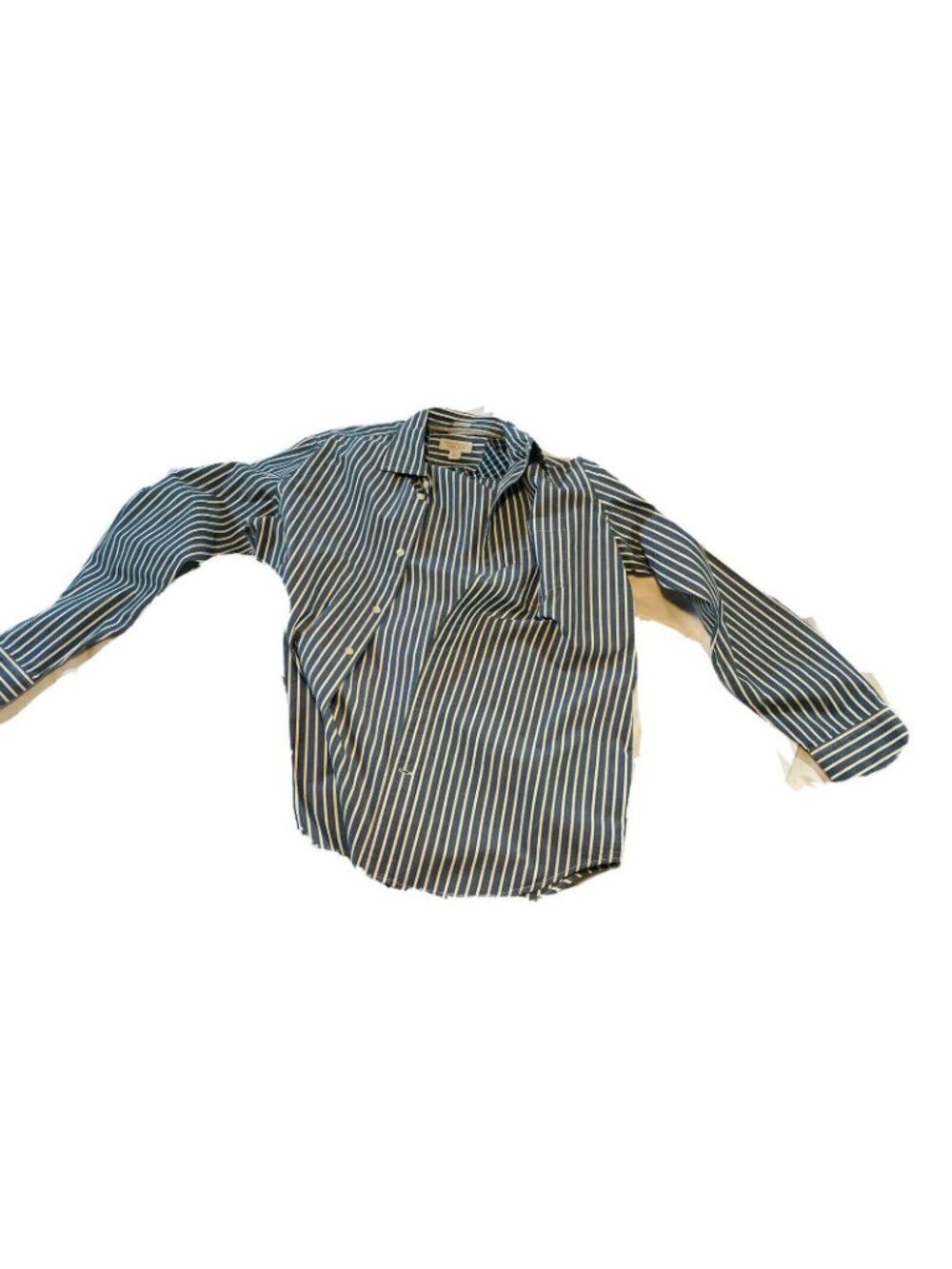 Banana Republic Classic Fit Button Down Shirt Medium Blue Strip Crisp Cotton - Picture 4 of 14